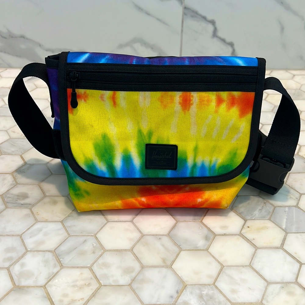 Herschel Co. Grade Messenger Rainbow Tie Dye Velcro Closure Unisex Shoulder Bag